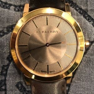Burberry Rose Gold Watch with Leather Band